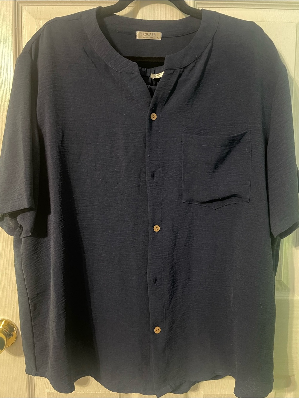 EKOUAER Two-Piece Set - Navy Button Down Shirt, Elastic Waist Pull-On Shorts